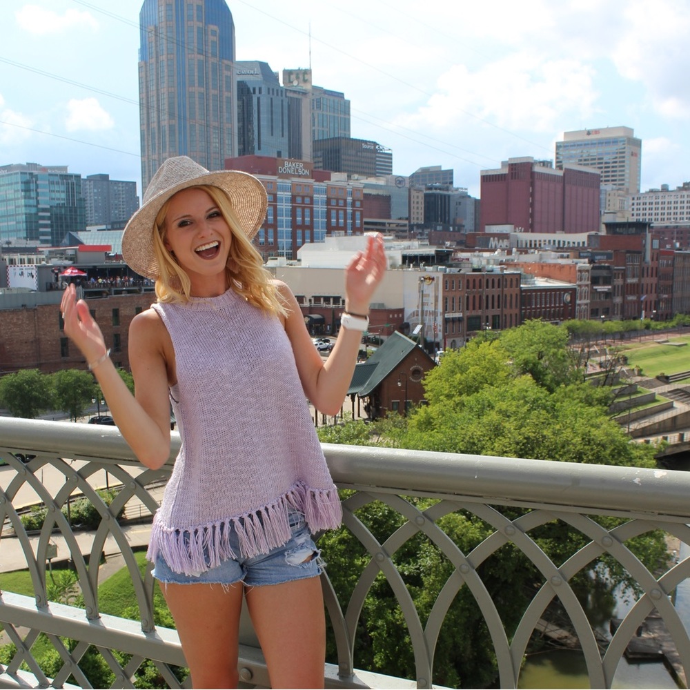 Lavender fringe tank top from Juniper Blu in a size small for sale
